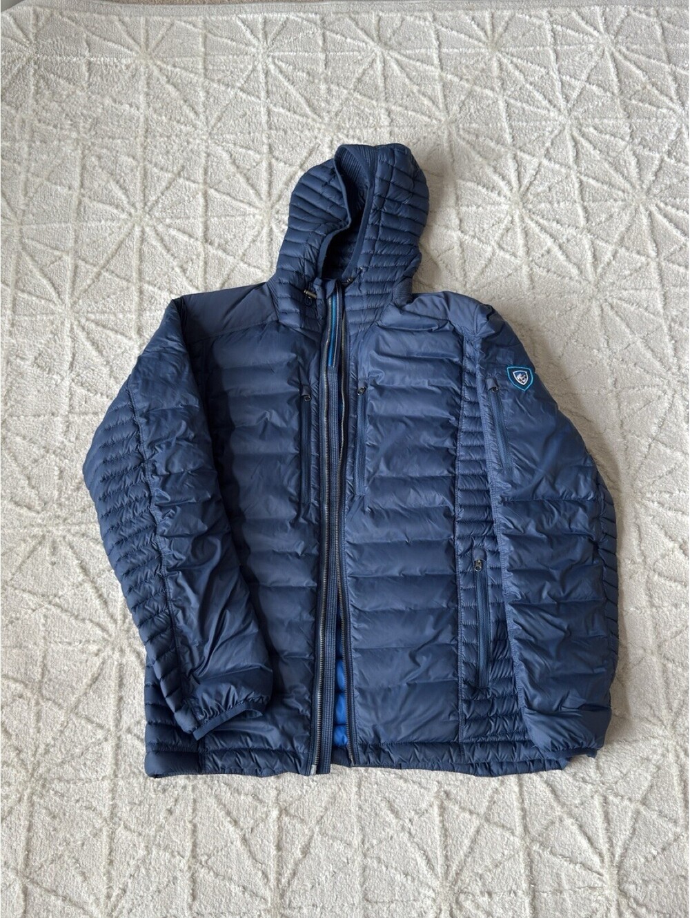 KÜHL Spyfire Hoody Men’s Medium Blue Down Puffer Jacket Hooded Outdoor 1121